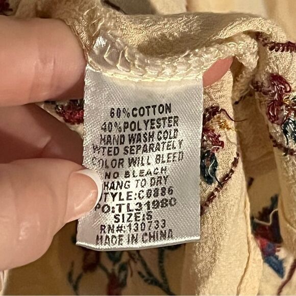 Women's Umgee Tan Boho Embroidered Top - Picture 6 of 9